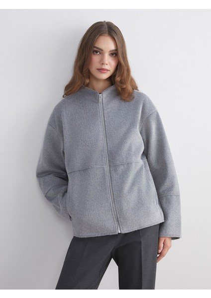Yeni Sezon Dik Yaka Kadın Kaşe Mont