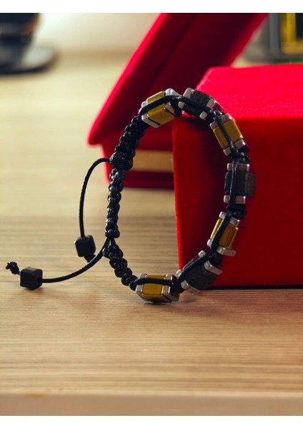 Makrome Bileklik El Yapımı Saf Doğaltaş Özel Yapım Hematit Taşı, Lav Taşı, Akik Taşı, Amatis Taşı fırsatları