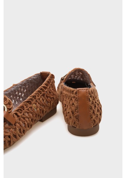 Tani Hasır Örgü Metal Tokalı Kadın Loafer
