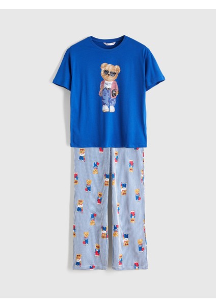 Yeni Sezon Ayı Teddy Baskılı Kadın Pijama Takımı indirimleri