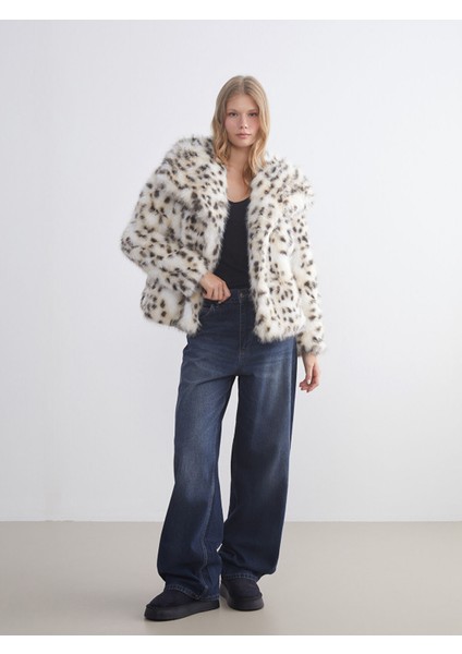 Yeni Sezon Ceket Yaka Leopar Desenli Kadın Kürk Mont fiyatları