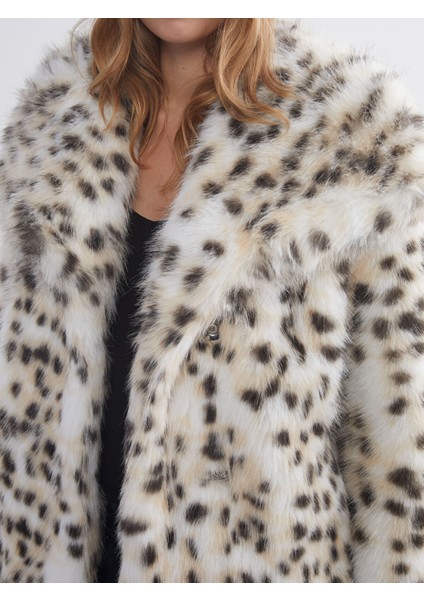 Yeni Sezon Ceket Yaka Leopar Desenli Kadın Kürk Mont modelleri
