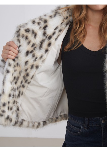 Yeni Sezon Ceket Yaka Leopar Desenli Kadın Kürk Mont fırsatları