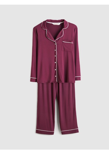 Yeni Sezon Büyük Beden Gömlek Yaka Kadın Pijama Takımı indirimleri