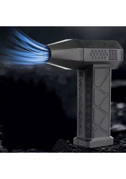 130000 Rpm Mini Turbo Jet Hava Üfleyici Süpürge 2in1 Araba, Klavye Temizle, Mangal Veya Serinleme Taşınabilir Mini Fan El Tipi 4 Modlu Fan Seviyesi Şarj Edilebilir 4000MAH Fzm-01 (Siyah)