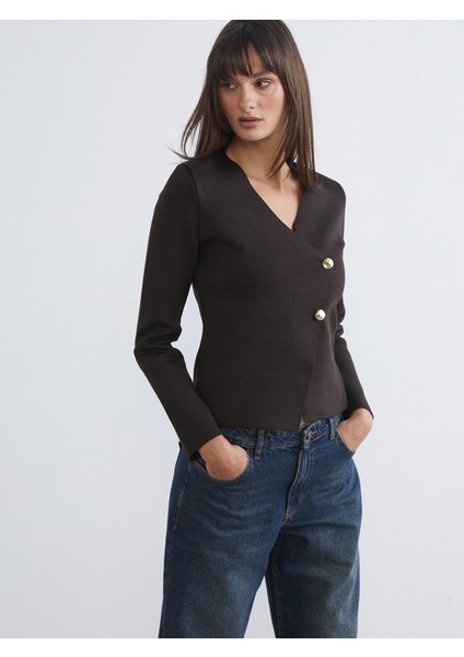 Yeni Sezon Kruvaze Yaka Kadın Triko Hırka