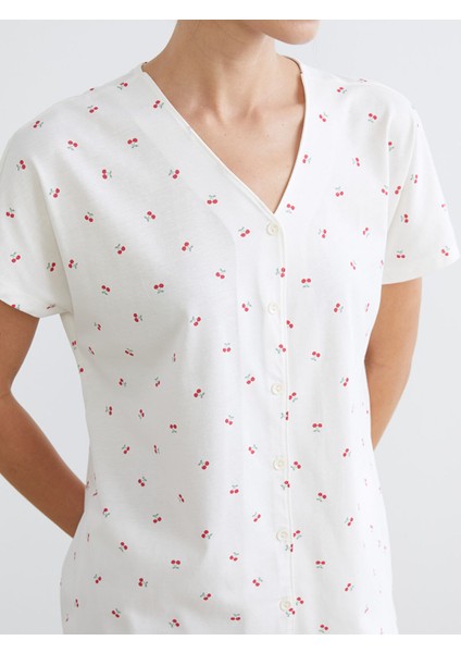 Yeni Sezon V Yaka Desenli Hamile Pijama Takımı modelleri