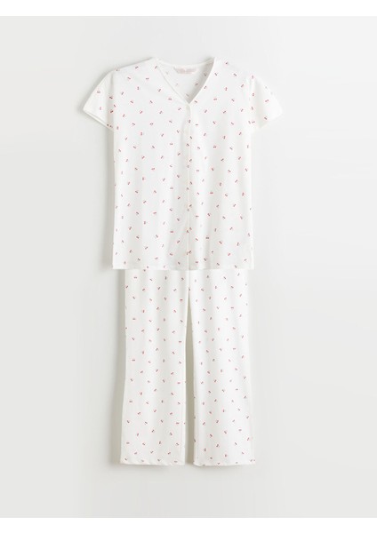 Yeni Sezon V Yaka Desenli Hamile Pijama Takımı indirimleri