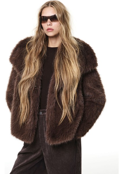 Yeni Sezon Ceket Yaka Kadın Pelüş Mont