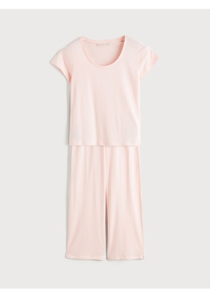 Yeni Sezon U Yaka Modal Karışımlı Kadın Pijama Takımı indirimleri