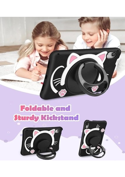 Kedi Karakterli Dayanıklı Çocuk Tablet Kılıfı Standlı Eğlenceli Koruyucu Kapak modelleri