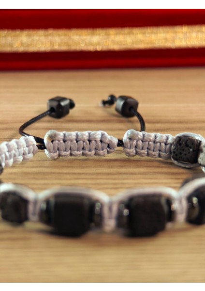 Makrome Bileklik El Yapımı Saf Doğaltaş Özel Yapım Hematit Taşı, Lav Taşı, Akik Taşı, Amatis Taşı indirimleri