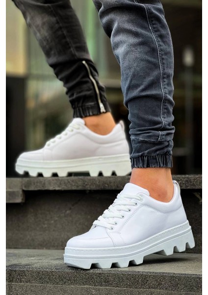 Yzlal KB-056 Kuback Beyaz Cilt Beyaz Yüksek Taban Günlük Spor Ayakkabı (Numara: 41) fırsatları