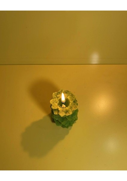 Çiçek Desenli Dekoratif Kokusuz Yeşil Mum fiyatları