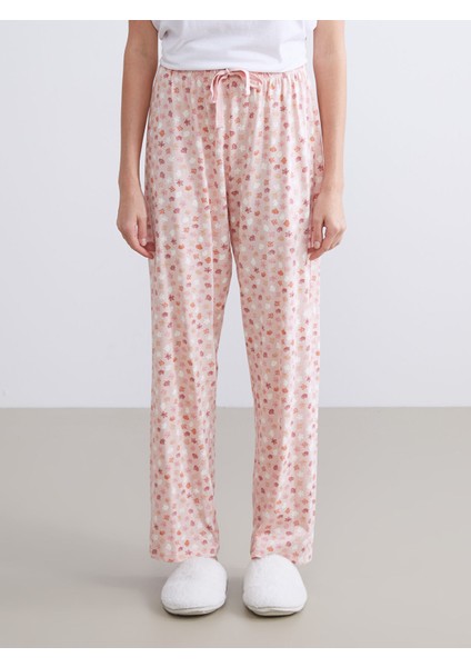 Yeni Sezon Büyük Beden Beli Lastikli Çiçekli Kadın Pijama Altı modelleri