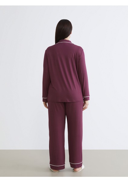 Yeni Sezon Büyük Beden Gömlek Yaka Kadın Pijama Takımı fırsatları