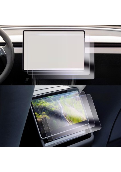 Model Y Juniper Uyumlu 2025 2026 15.4 Inç Multimedya Ekran ve 8 Inç Dokunmatik Ekran 9h Ekran Koruyucu Set