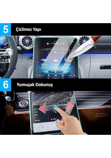 Model Y Juniper Uyumlu 2025 2026 15.4 Inç Multimedya Ekran ve 8 Inç Dokunmatik Ekran 9h Ekran Koruyucu Set modelleri