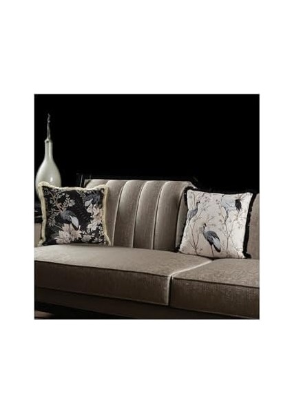 Lüks Kadife 43X43 cm Kırlent Kılıfı Dekoratif Yumuşak Salon Koltuk Avangart Saçaklı Siyah Siyah Beyaz fiyatları