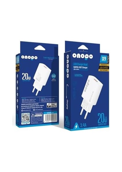 3.4A USB Girişli Hızlı Şarj Adaptörü - X9 | Beyaz, 9V/1.67A ve 5V/3.4A Çıkışlı Şarj Başlığı fiyatları