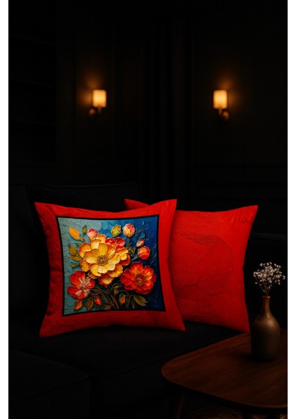 Tekli Kırlent Kılıfı , Dekoratif Kırlent , Şık Tasarımlı Kırlent, Showroom Kırlent Çiçek Temalı.