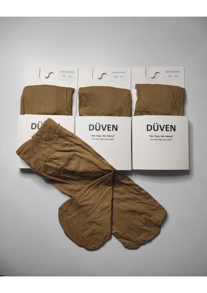 3^lü Kadın Ten Orta Kalın Mevsimlik Muz 40 Den Soket Kısa Çorap