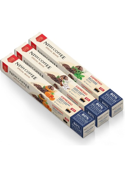 Nish Kahve Aromalı Kapsül Kahve 3'lü Set Bal Kabağı Nane Hindistan Cevizi 30 Adet modelleri