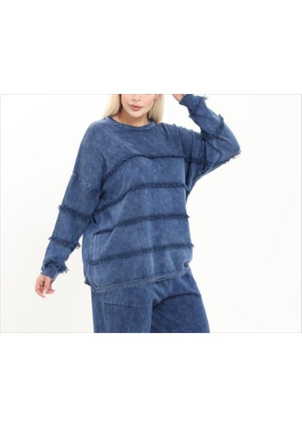 Kadın Büyük Beden Bisiklet Yaka Püskül Detay %100 Pamuk Triko Kazak fiyatları