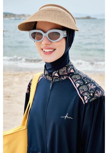 HSM-3097 Asima Desenli Esnek Dokuma Tesettür Mayo