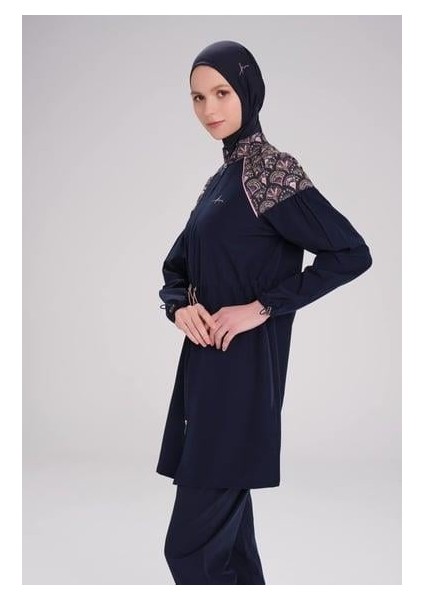 HSM-3097 Asima Desenli Esnek Dokuma Tesettür Mayo indirimleri