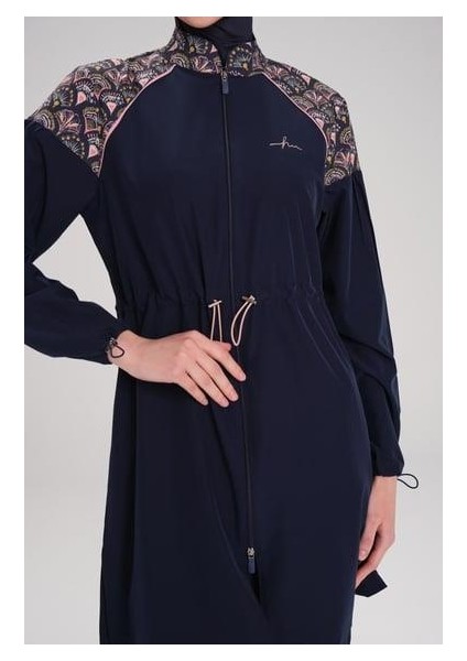 HSM-3097 Asima Desenli Esnek Dokuma Tesettür Mayo