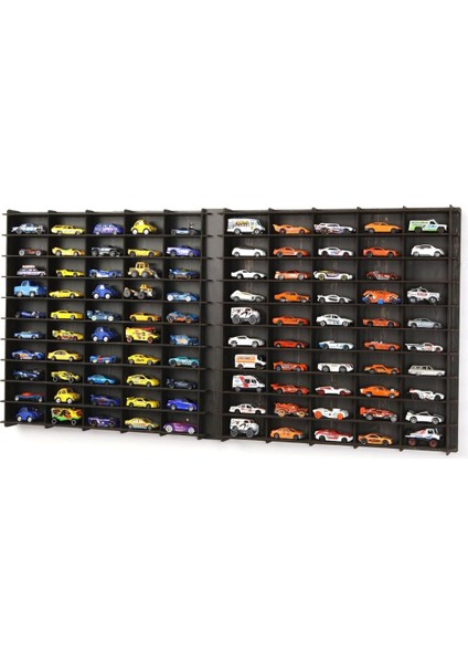 Ölçek Oyuncak Hobi 100 Araçlık Set Model Oyuncak Araba Rafı-Eskitme Siyah