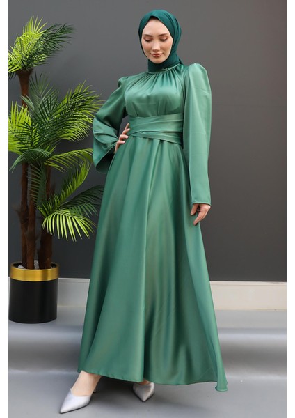 Nazlı Tesettür Elbise Soft Yeşil fırsatları