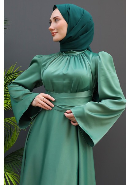 Nazlı Tesettür Elbise Soft Yeşil indirimleri