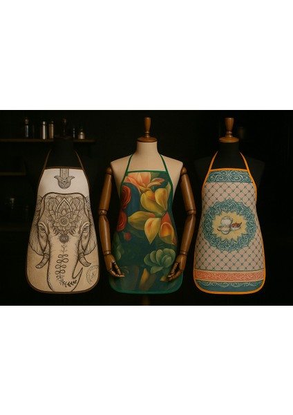 3'lü Avantajlı Mutfak Önlüğü Sıvı Geçirmez Dijital Baskılı Önlük fiyatları