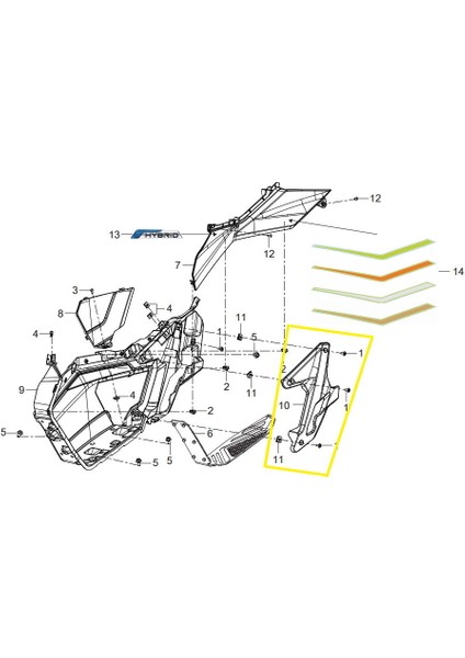 ADV125 Arka Basamak Paneli Gri Sol fiyatları