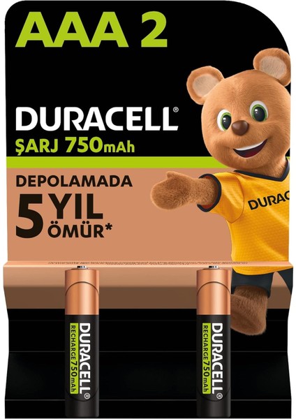 Şarj Edilebilir Aaa Ince Kalem Pil (2'li Paket) 750 Mah Nimh, 1000 Sarj Döngüsü, Önceden Sarj Edilmiştir