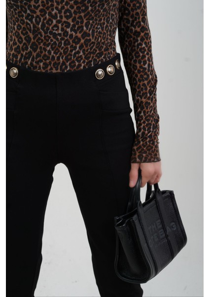 Siyah Çıt Çıt Detaylı Toparlayıcı Tayt modelleri