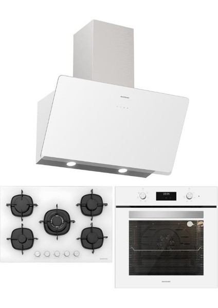 Beyaz Ankastre Set (CS5801E7W01 OCAK/S2-BO6502W02 FIRIN/3457 Soho Davlumbaz)
