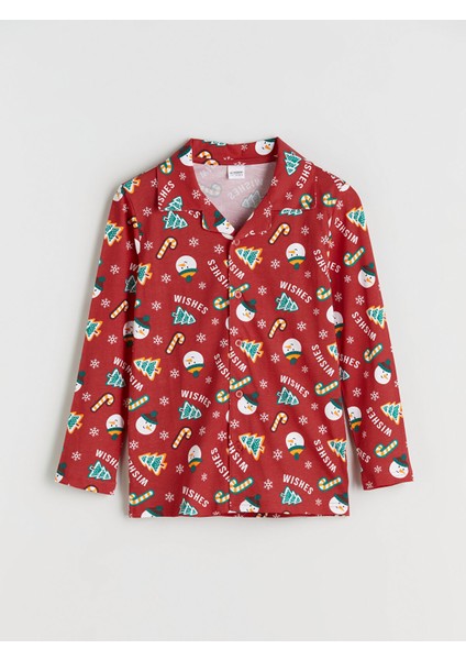 Yeni Sezon Gömlek Yaka Yılbaşı Temalı Erkek Çocuk Pijama Takımı fiyatları