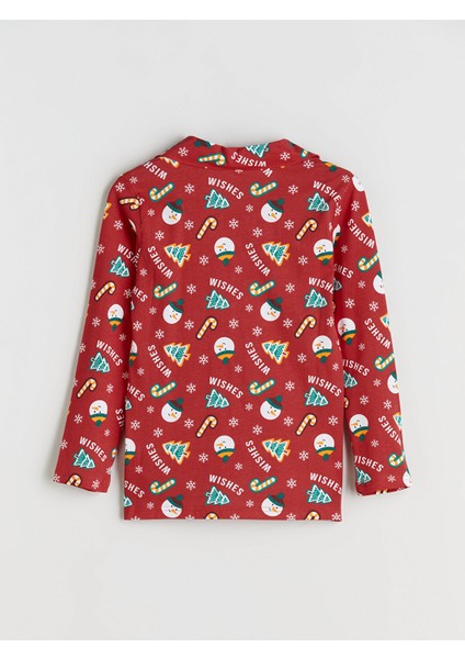 Yeni Sezon Gömlek Yaka Yılbaşı Temalı Erkek Çocuk Pijama Takımı fırsatları