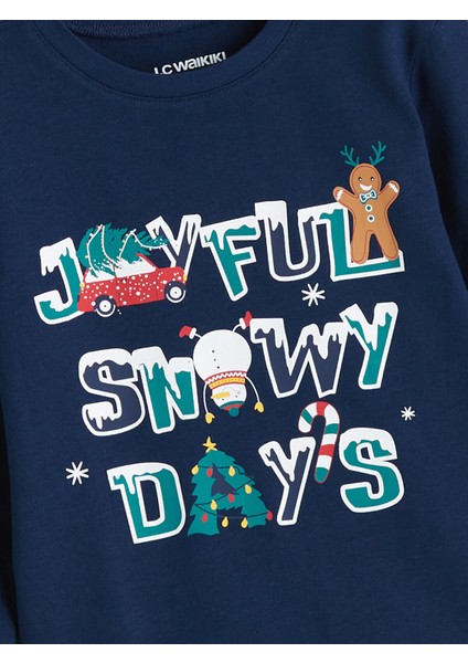 Yeni Sezon Bisiklet Yaka Yılbaşı Temalı Erkek Çocuk Pijama Takımı modelleri