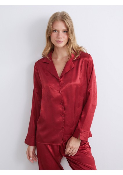 Yeni Sezon Gömlek Yaka Desenli Saten Kadın Pijama Takımı fiyatları