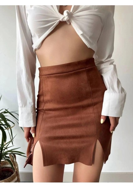 Taba Süet Etek - Çift Yırtmaçlı fırsatları