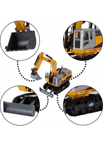14 Kanal Şarjlı Uzaktan Kumandalı LED Işıklı Paletli Kepçe 24 Ghz Gerçekçi Iş Makinesi fırsatları