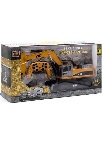 14 Kanal Şarjlı Uzaktan Kumandalı LED Işıklı Paletli Kepçe 24 Ghz Gerçekçi Iş Makinesi indirimleri