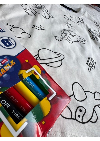 Erkek Çocuk Eğlenceli Boyanabilir Pijama Takımı Aktivite Çocuk Giyim Yıkanabilir Pijama Takımı fırsatları