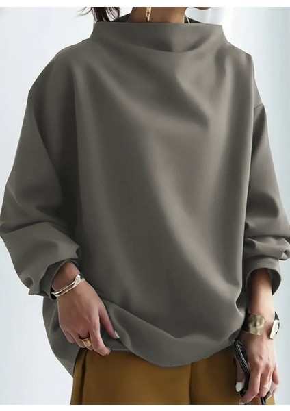 Kadın Uzun Kollu Geniş Balıkçı Yaka Modal Bluz fiyatları