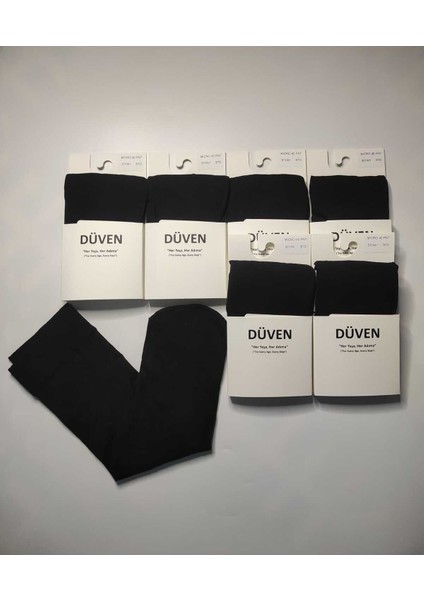 6 Çift Mat Dokulu 40 Den Orta Kalın Mus Siyah Dizaltı Pantolon Çorap