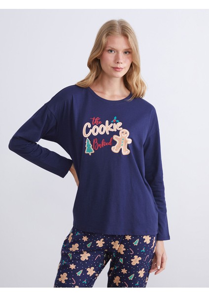 Yeni Sezon Kurabiye Adam Baskılı Kadın Pijama Takımı fiyatları